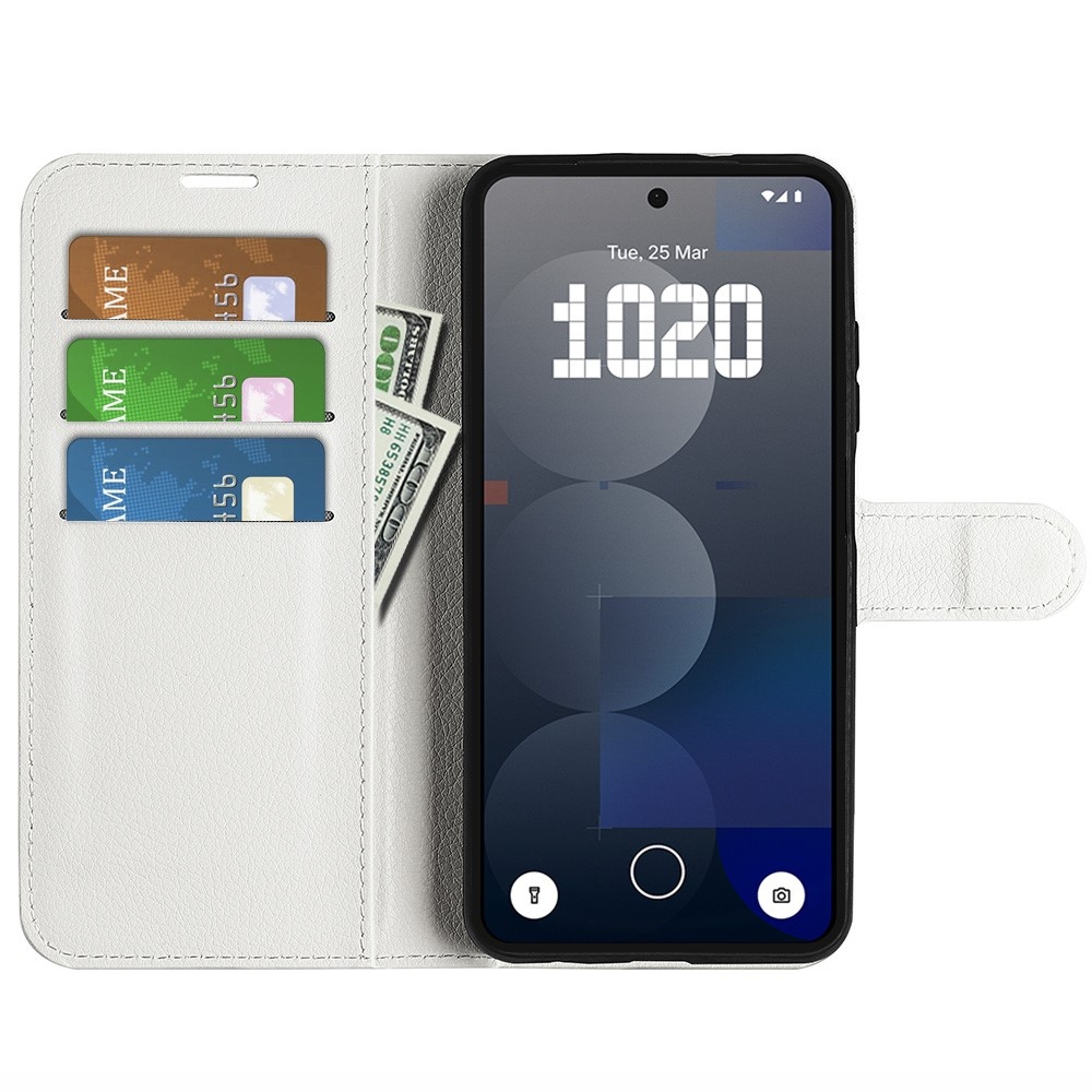 Litchi knížkové pouzdro na Nothing Phone (3a) Pro - bílé
