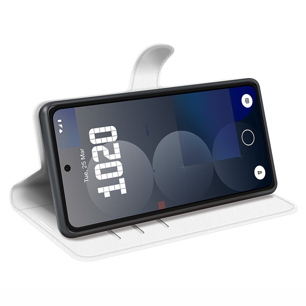Litchi knížkové pouzdro na Nothing Phone (3a) Pro - bílé