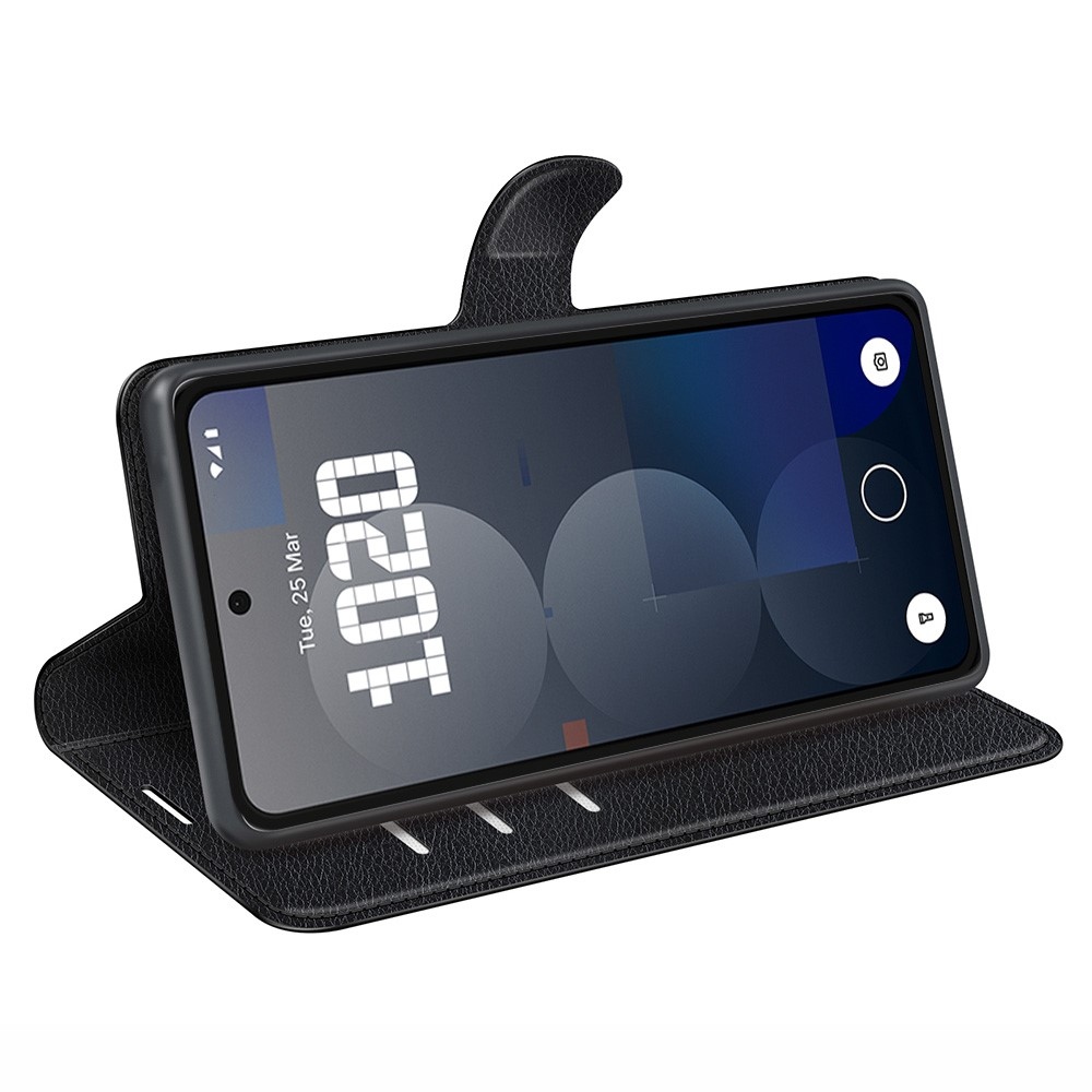 Litchi knížkové pouzdro na Nothing Phone (3a) Pro - černé