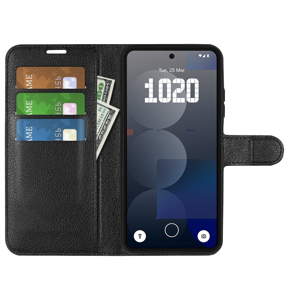Litchi knížkové pouzdro na Nothing Phone (3a) Pro - černé