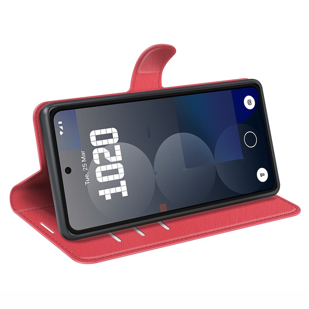 Litchi knížkové pouzdro na Nothing Phone (3a) Pro - červené