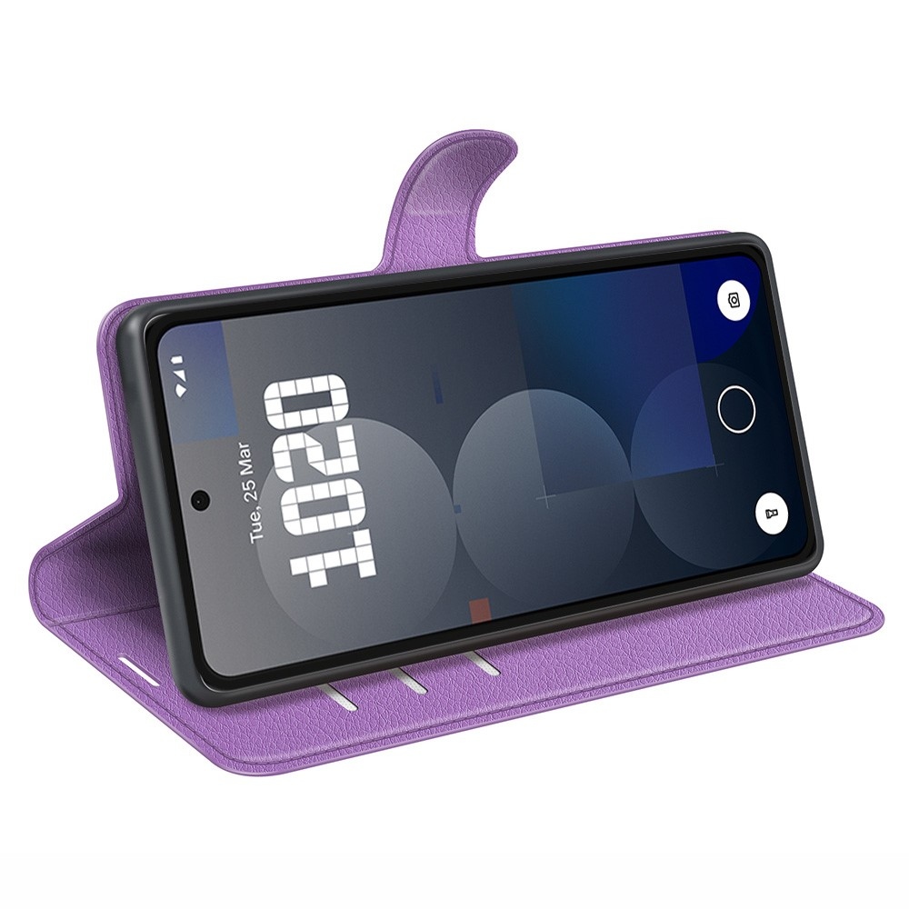 Litchi knížkové pouzdro na Nothing Phone (3a) Pro - fialové