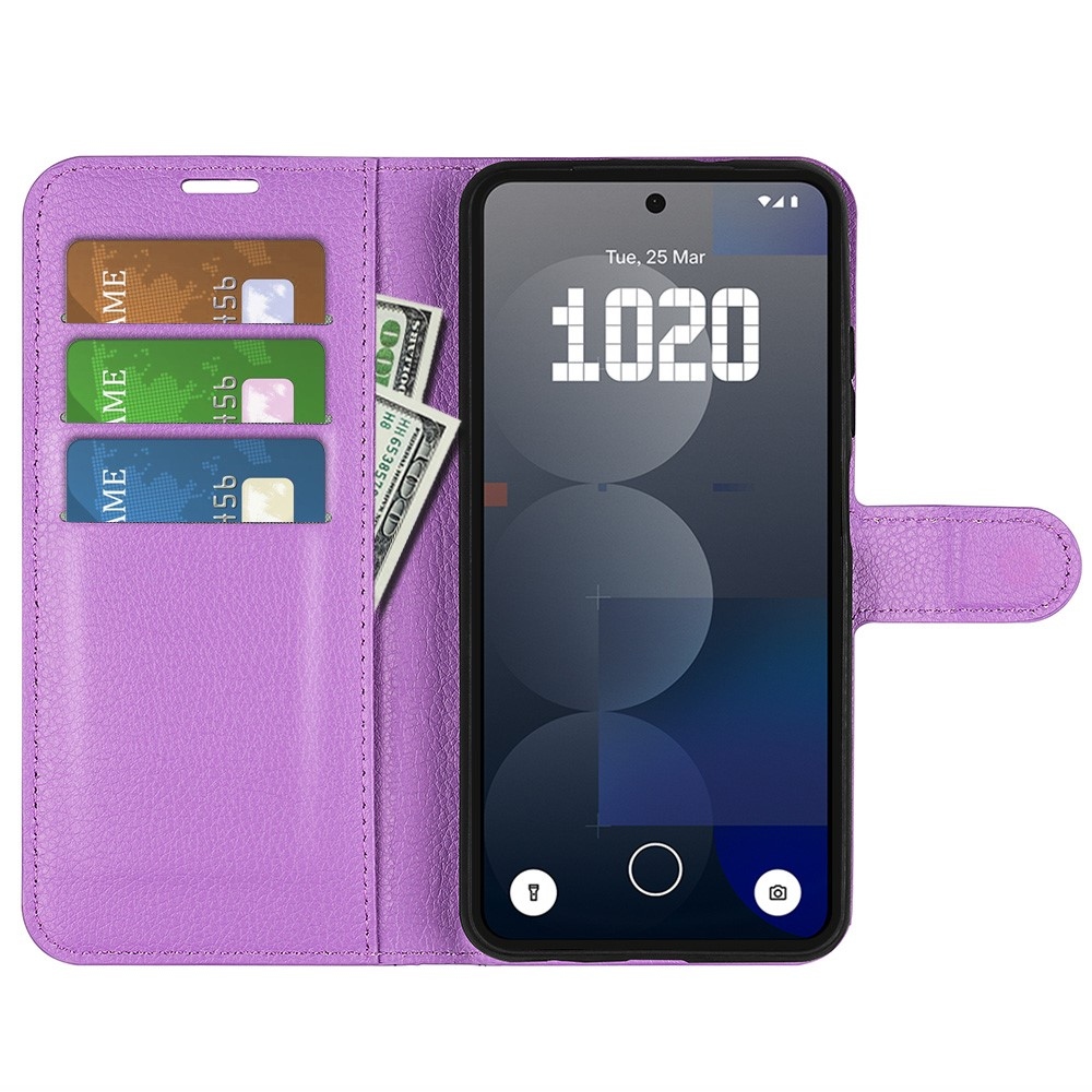 Litchi knížkové pouzdro na Nothing Phone (3a) Pro - fialové