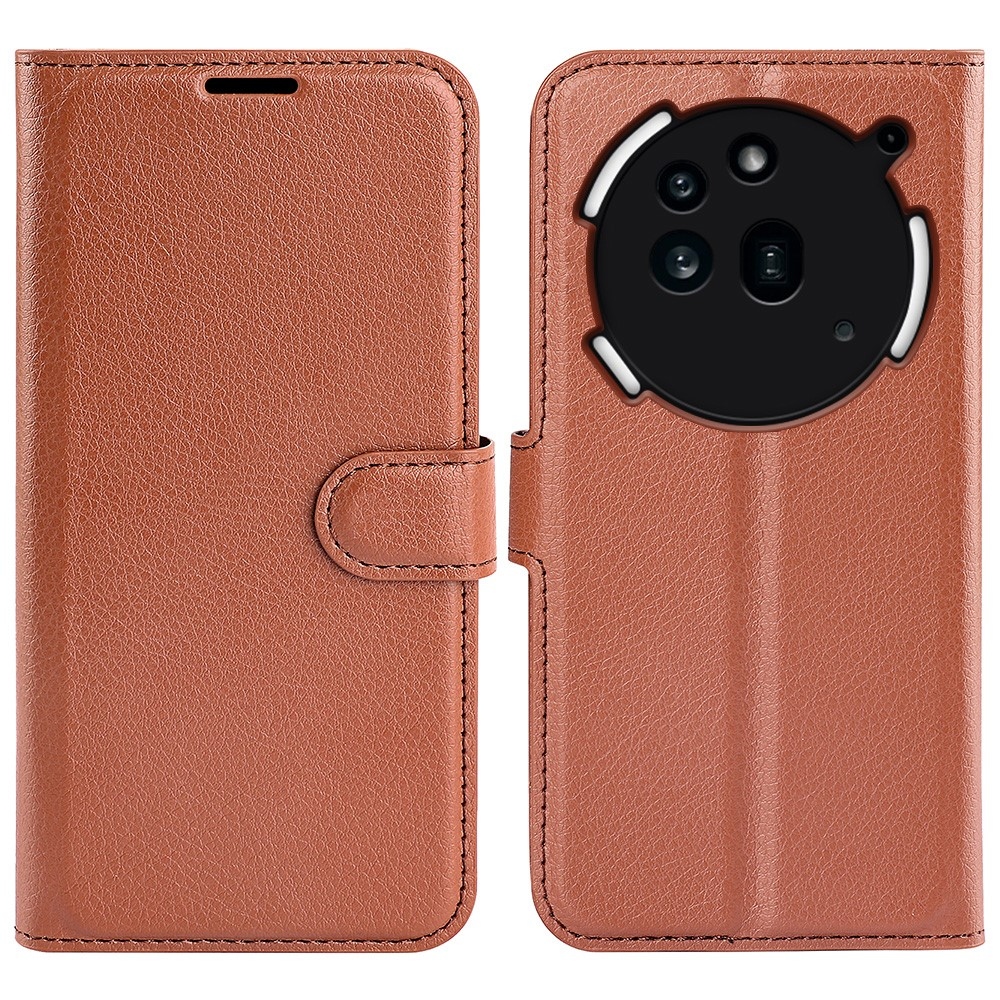 Litchi knížkové pouzdro na Nothing Phone (3a) Pro - hnědé