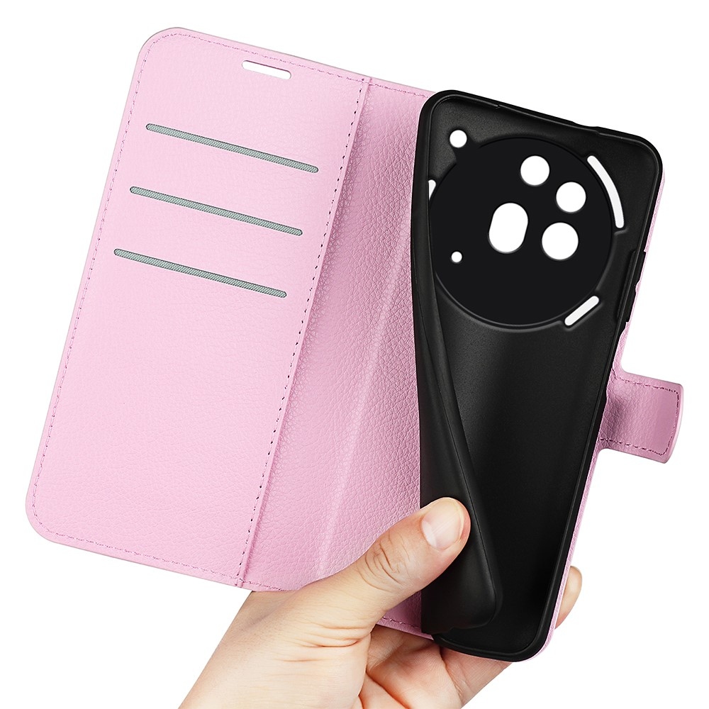 Litchi knížkové pouzdro na Nothing Phone (3a) Pro - růžové