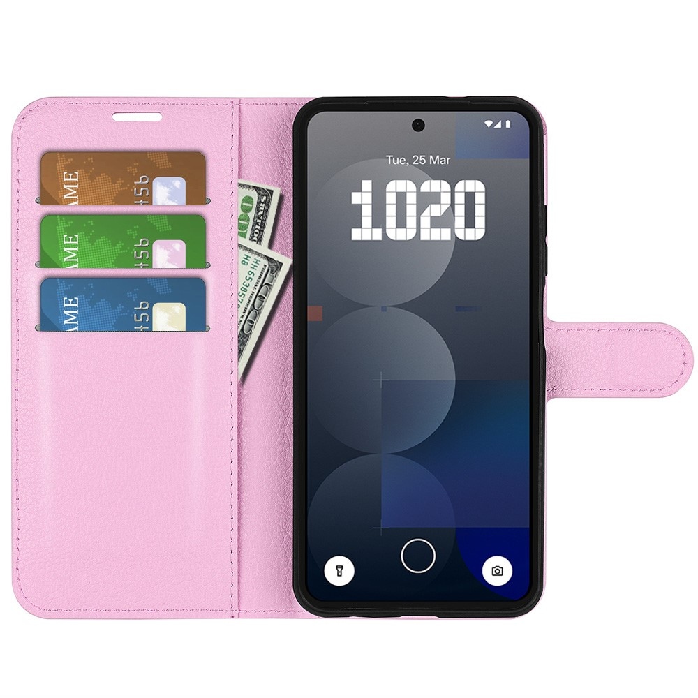 Litchi knížkové pouzdro na Nothing Phone (3a) Pro - růžové