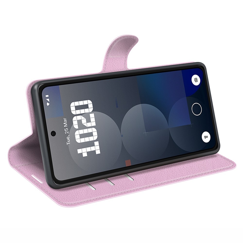 Litchi knížkové pouzdro na Nothing Phone (3a) Pro - růžové