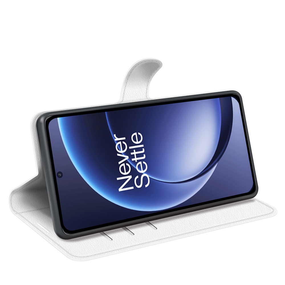 Litchi knížkové pouzdro na OnePlus 15 5G - bílé