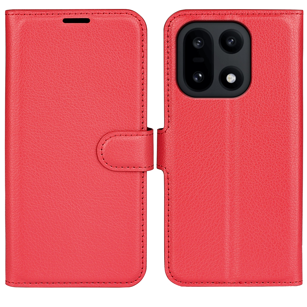 Litchi knížkové pouzdro na OnePlus 15 5G - červené