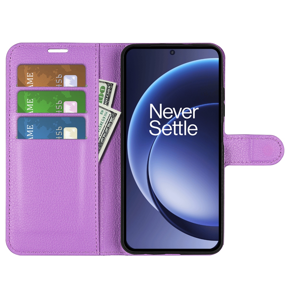 Litchi knížkové pouzdro na OnePlus 15 5G - fialové