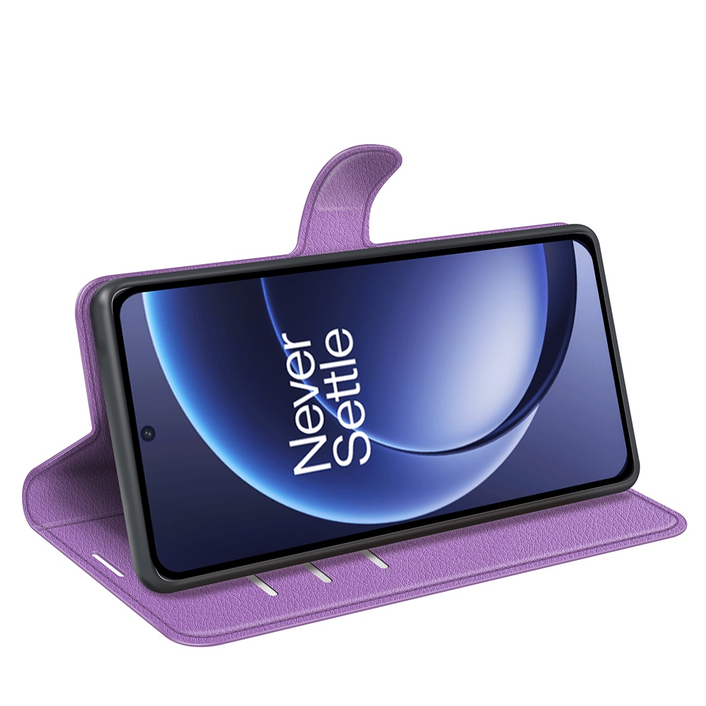 Litchi knížkové pouzdro na OnePlus 15 5G - fialové