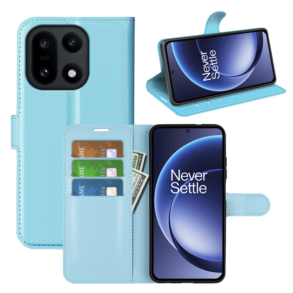 Litchi knížkové pouzdro na OnePlus 15 5G - modré