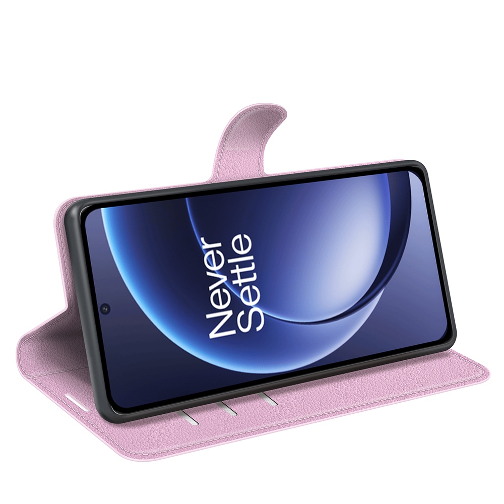 Litchi knížkové pouzdro na OnePlus 15 5G - růžové