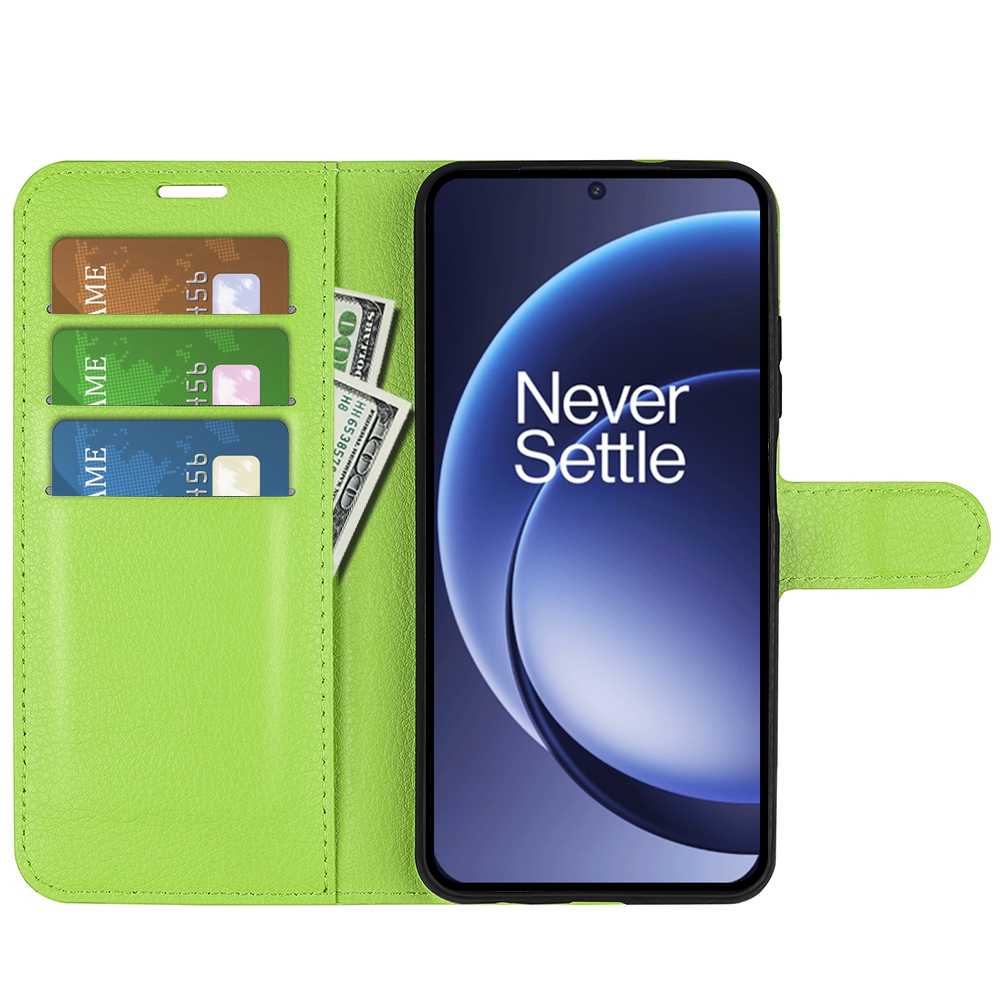 Litchi knížkové pouzdro na OnePlus 15 5G - zelené