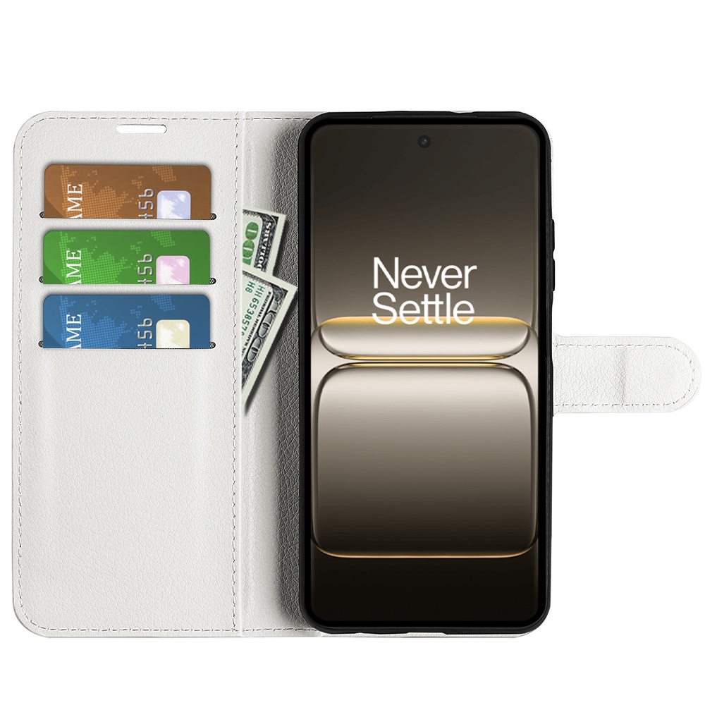Litchi knížkové pouzdro na OnePlus Nord 5 5G - bílé