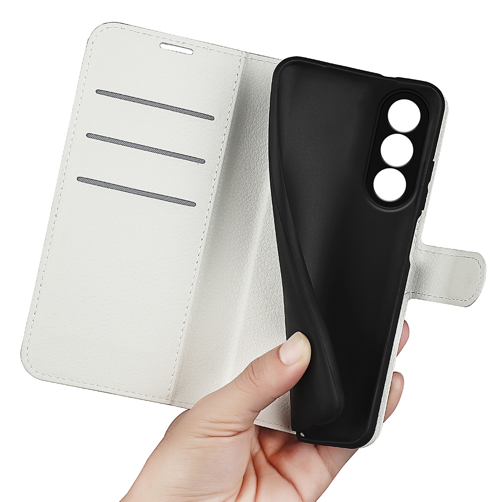 Litchi knížkové pouzdro na OnePlus Nord 5 5G - bílé
