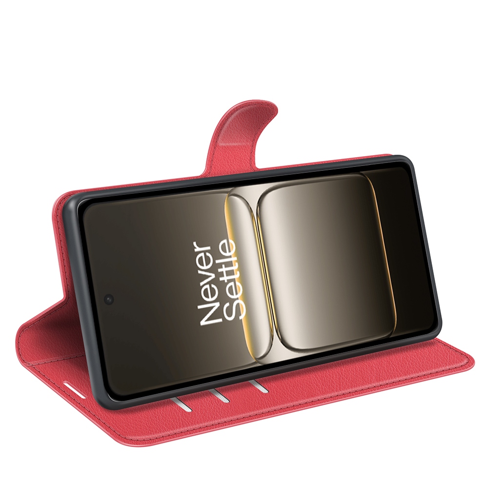 Litchi knížkové pouzdro na OnePlus Nord 5 5G - červené