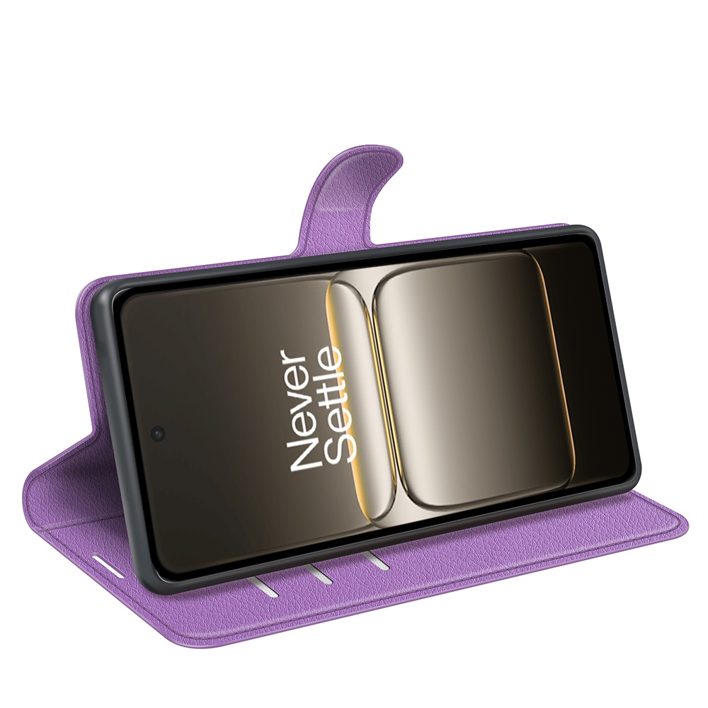 Litchi knížkové pouzdro na OnePlus Nord 5 5G - fialové