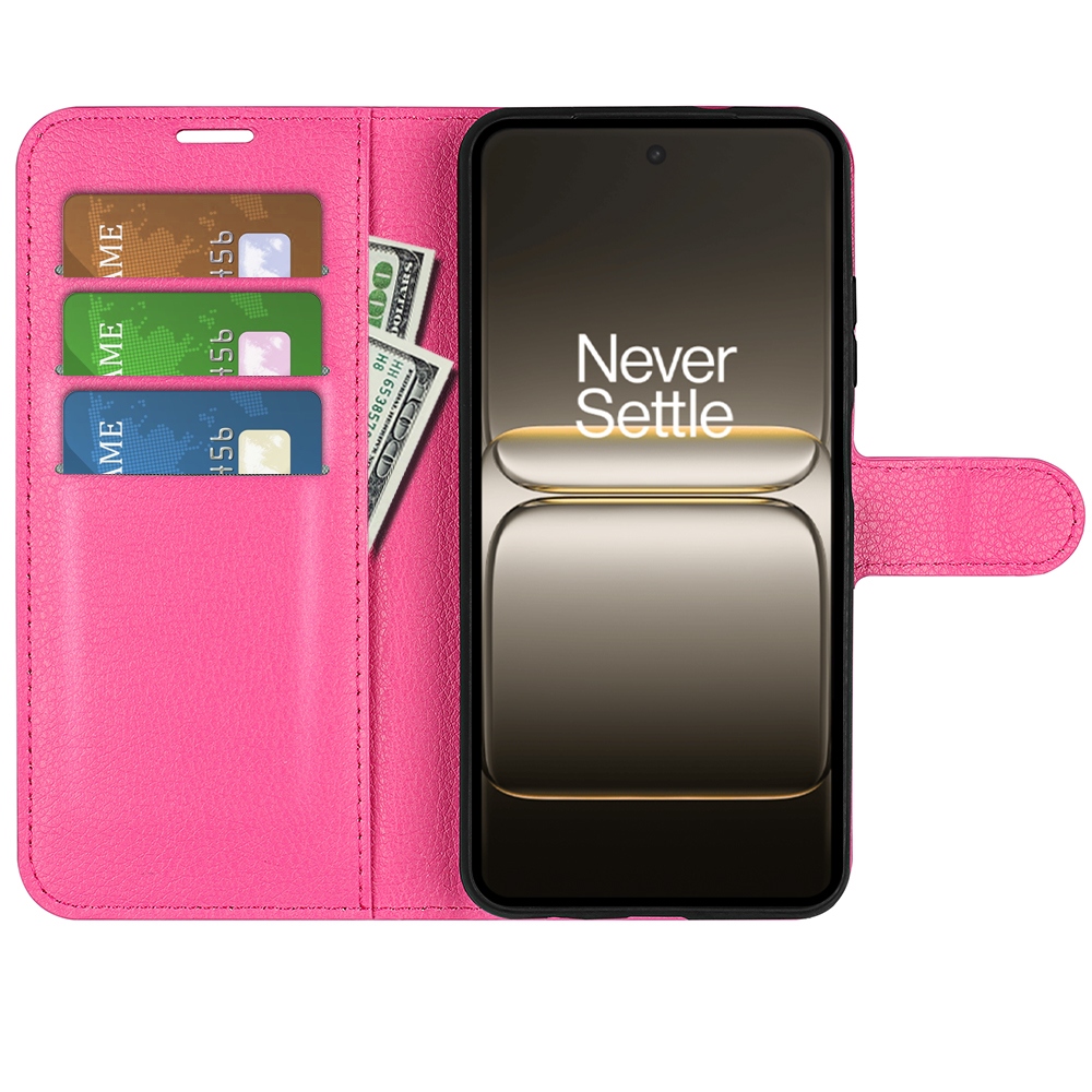 Litchi knížkové pouzdro na OnePlus Nord 5 5G - rose