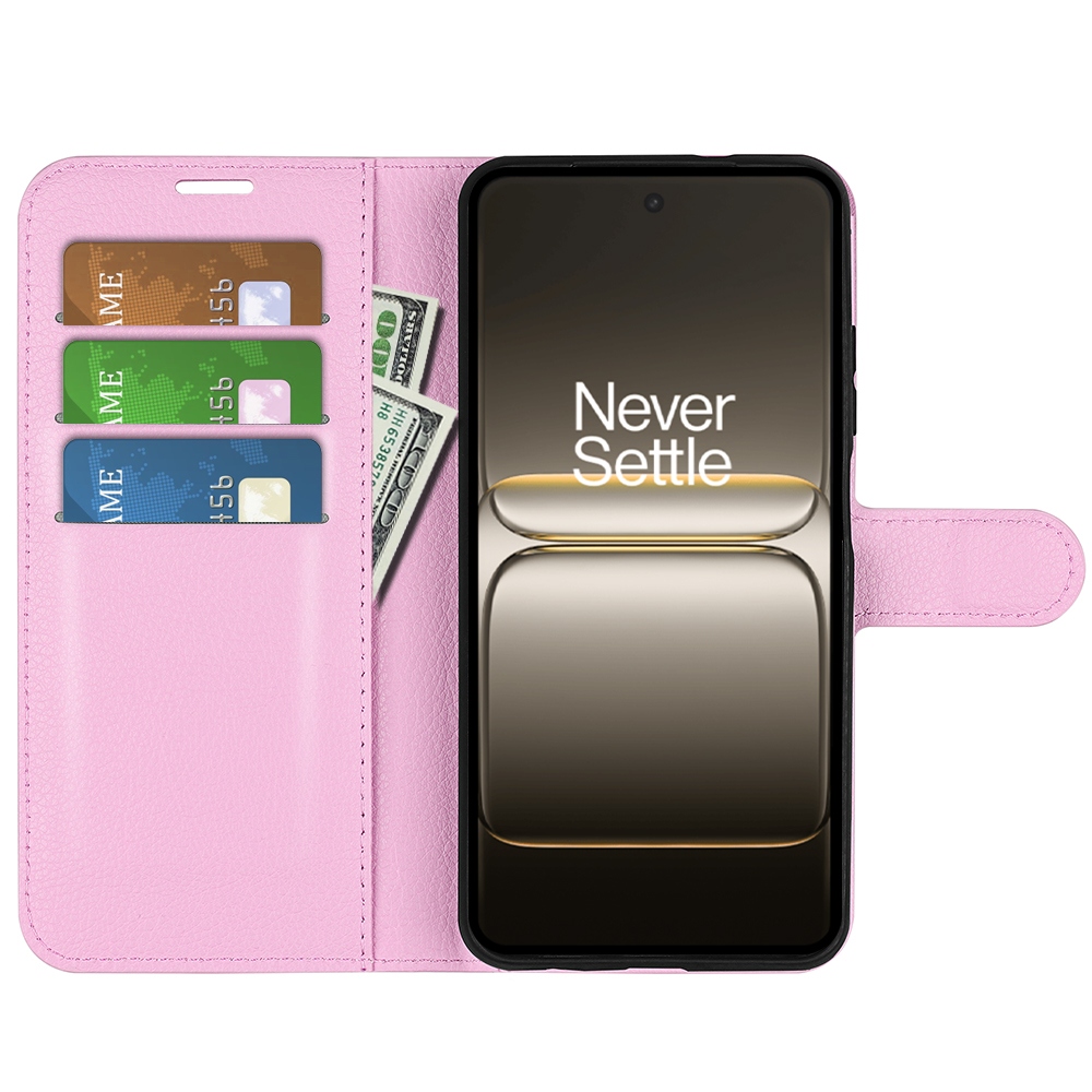 Litchi knížkové pouzdro na OnePlus Nord 5 5G - růžové