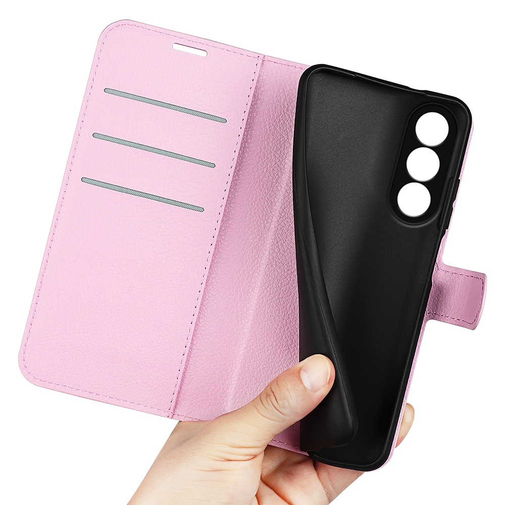 Litchi knížkové pouzdro na OnePlus Nord 5 5G - růžové