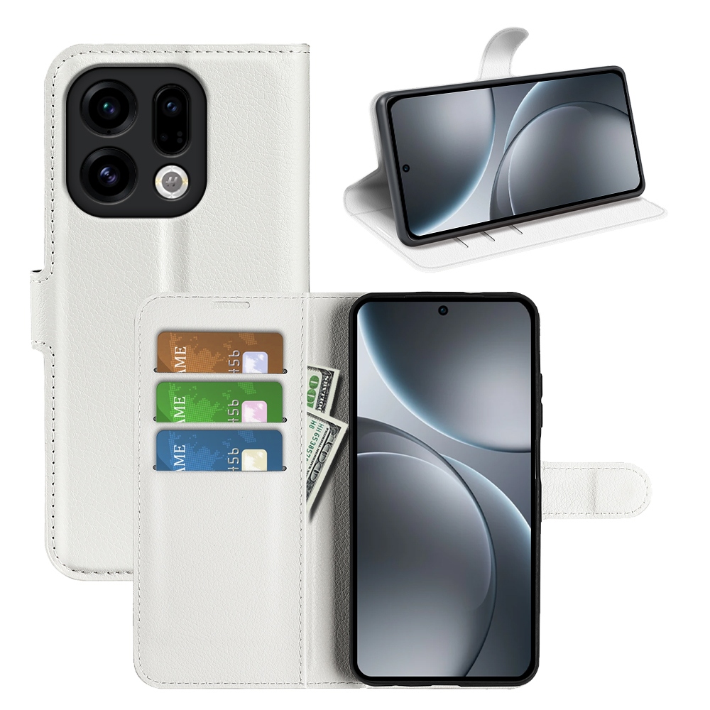 Litchi knížkové pouzdro na Oppo Find X9 5G - bílé
