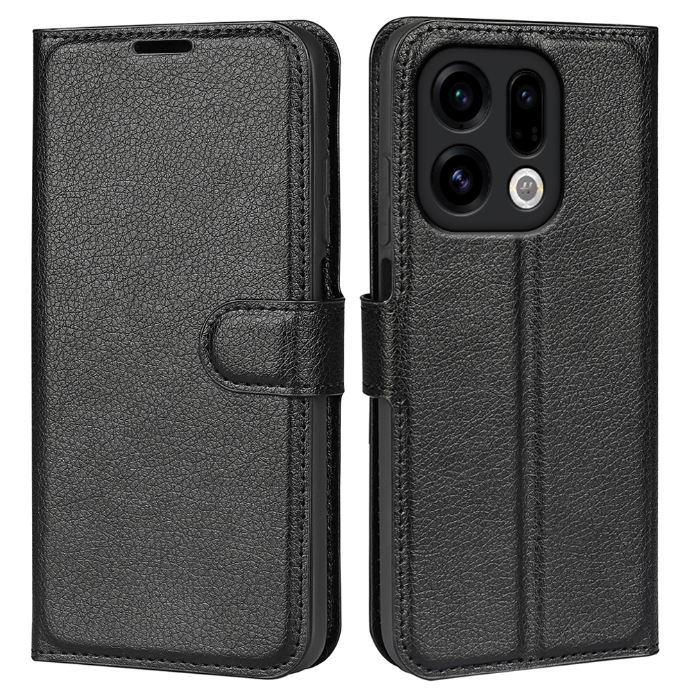 Litchi knížkové pouzdro na Oppo Find X9 5G - černé