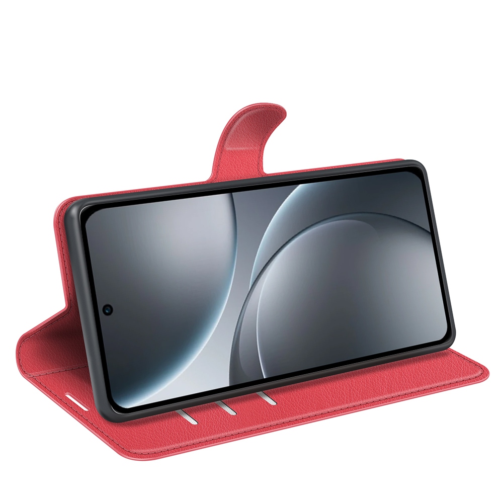 Litchi knížkové pouzdro na Oppo Find X9 5G - červené