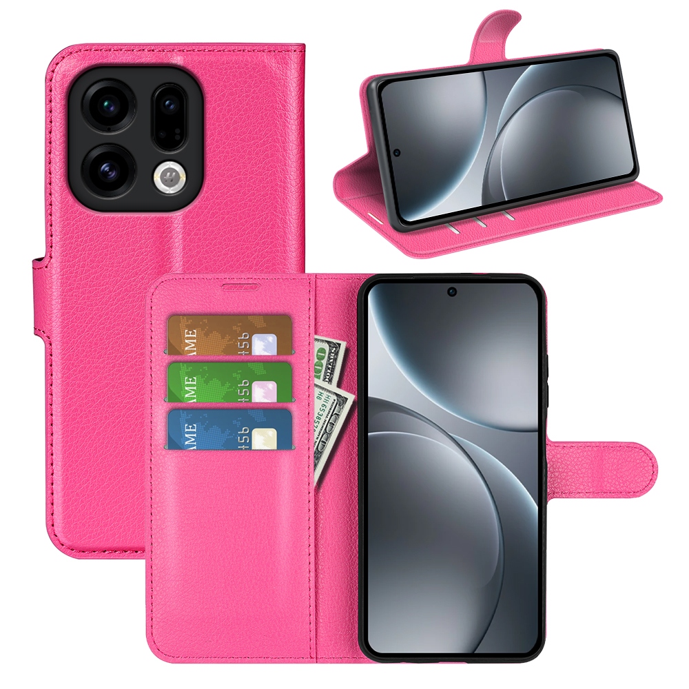 Litchi knížkové pouzdro na Oppo Find X9 5G - rose