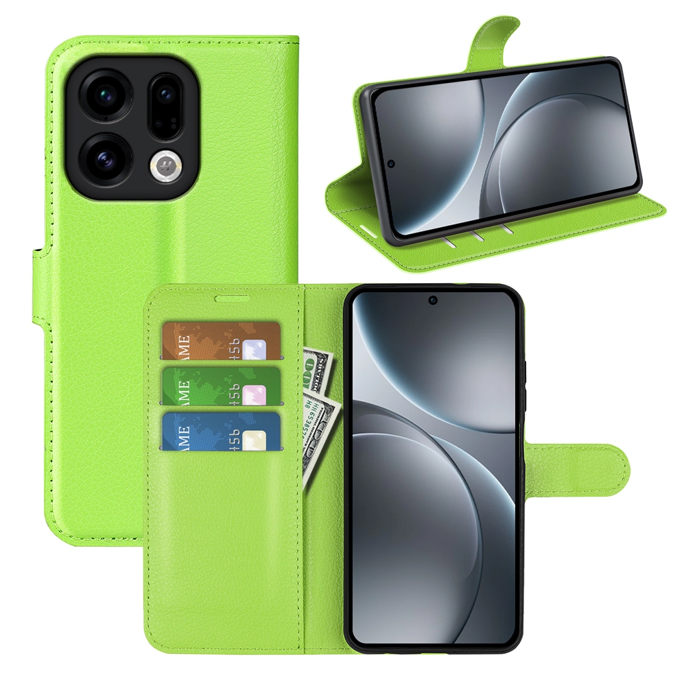 Litchi knížkové pouzdro na Oppo Find X9 5G - zelené