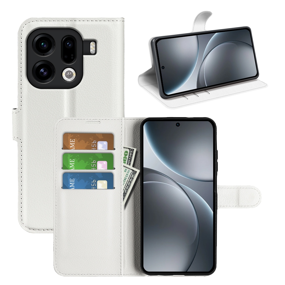 Litchi knížkové pouzdro na Oppo Find X9 Pro 5G - bílé