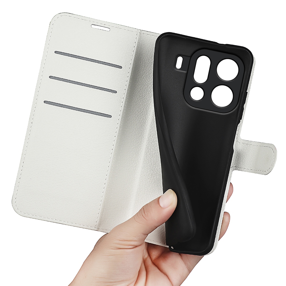 Litchi knížkové pouzdro na Oppo Find X9 Pro 5G - bílé