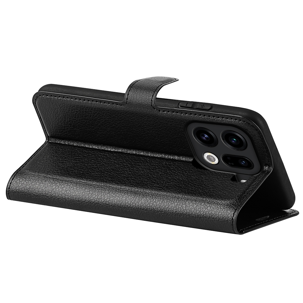 Litchi knížkové pouzdro na Oppo Find X9 Pro 5G - černé