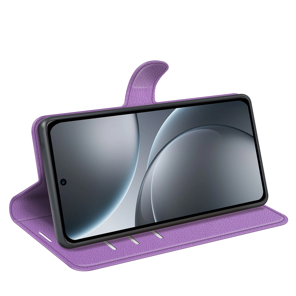 Litchi knížkové pouzdro na Oppo Find X9 Pro 5G - fialové