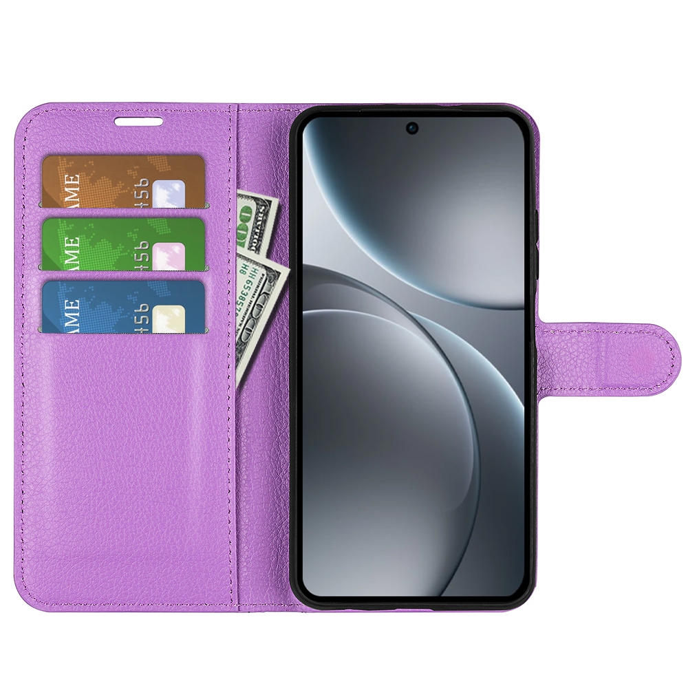 Litchi knížkové pouzdro na Oppo Find X9 Pro 5G - fialové