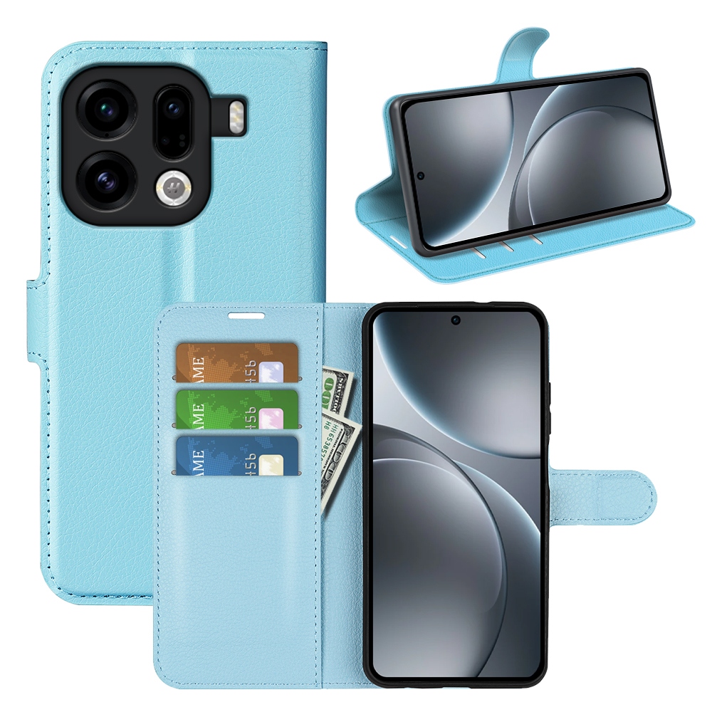 Litchi knížkové pouzdro na Oppo Find X9 Pro 5G - modré