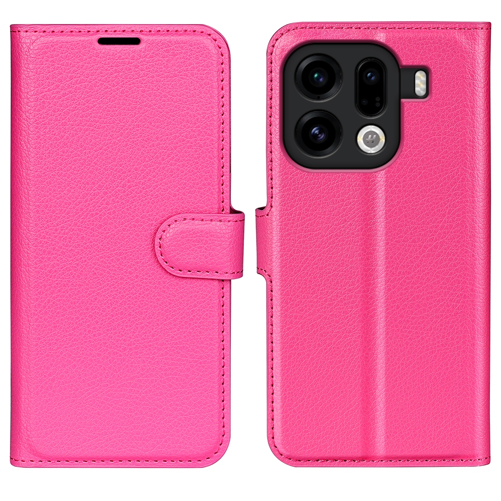 Litchi knížkové pouzdro na Oppo Find X9 Pro 5G - rose