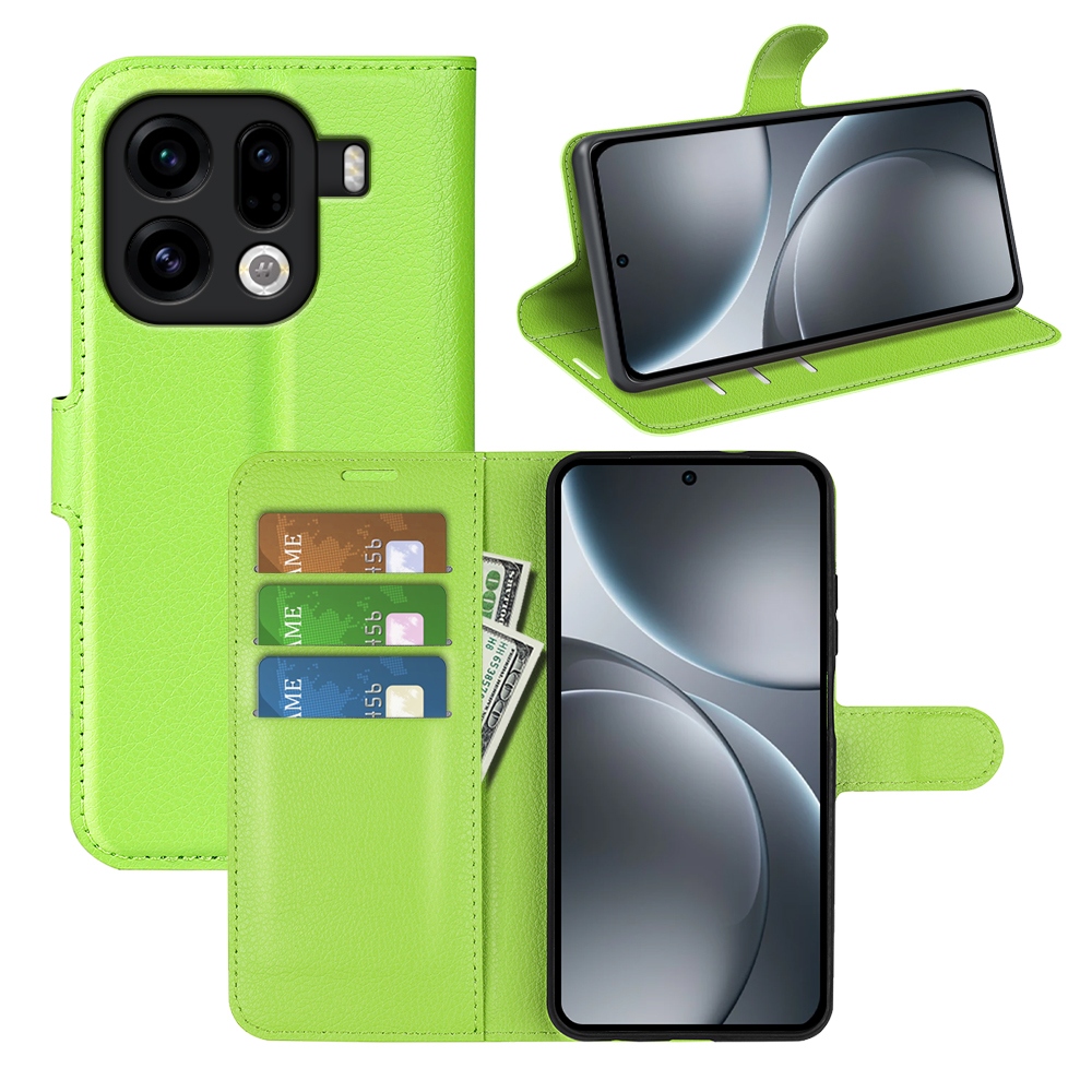 Litchi knížkové pouzdro na Oppo Find X9 Pro 5G - zelené