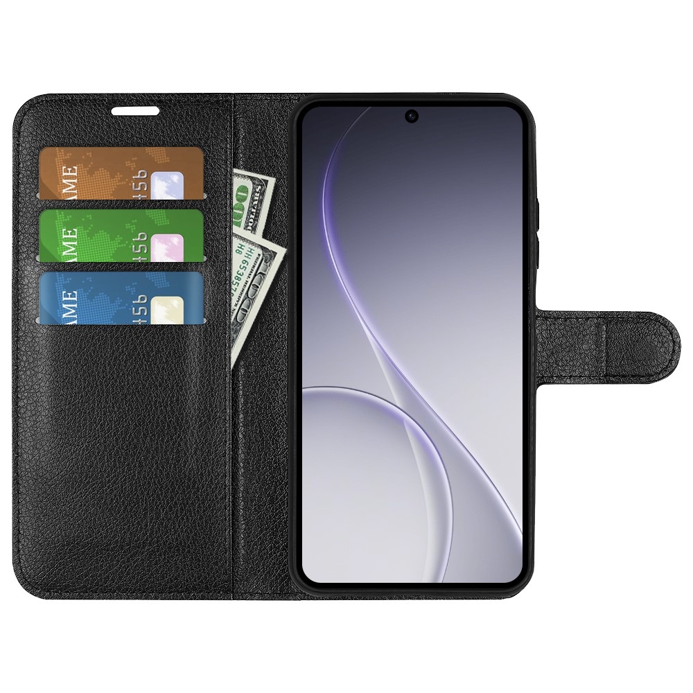 Litchi knížkové pouzdro na Oppo Reno 15 Pro 5G - černé