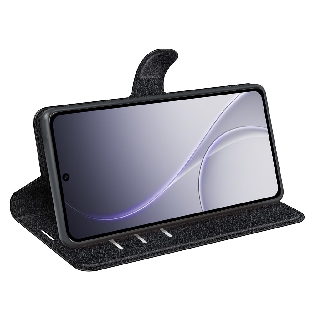 Litchi knížkové pouzdro na Oppo Reno 15 Pro 5G - černé