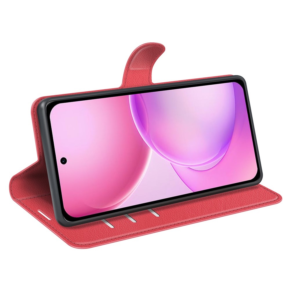 Litchi knížkové pouzdro na Oppo Reno 16 5G - červené
