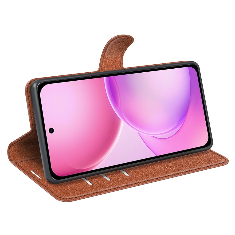 Litchi knížkové pouzdro na Oppo Reno 16 5G - hnědé