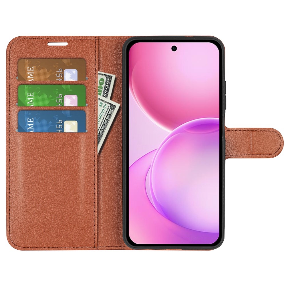 Litchi knížkové pouzdro na Oppo Reno 16 5G - hnědé