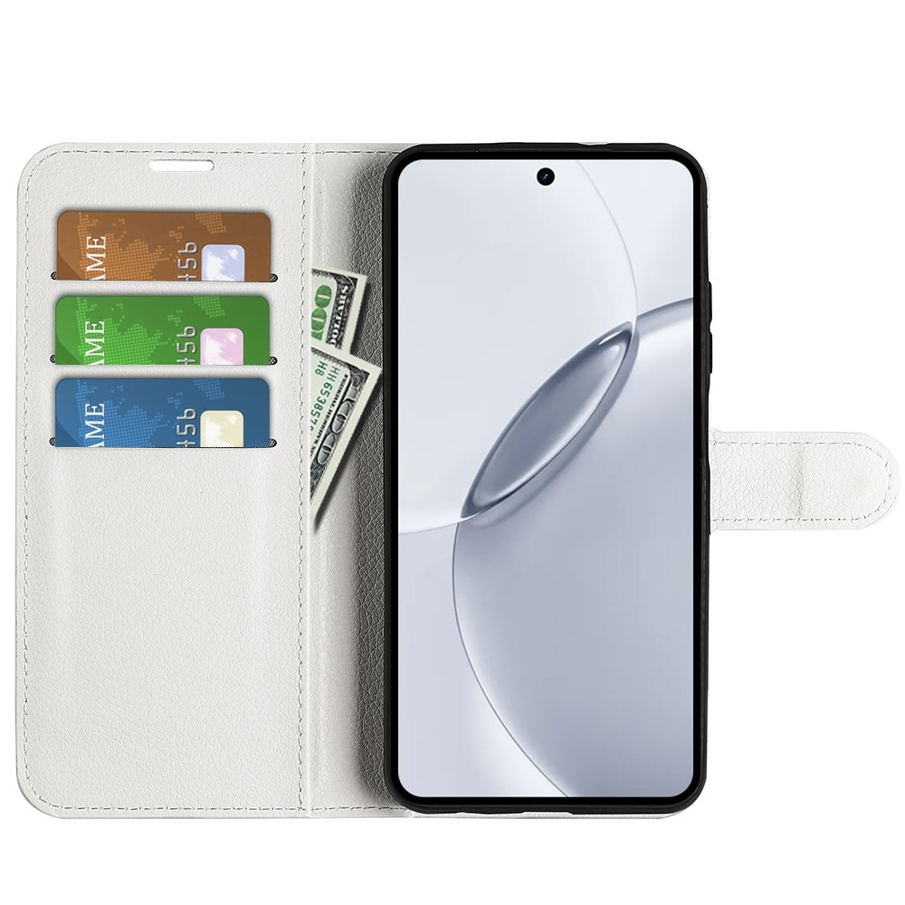 Litchi knížkové pouzdro na Realme 16 Pro+ 5G - bílé