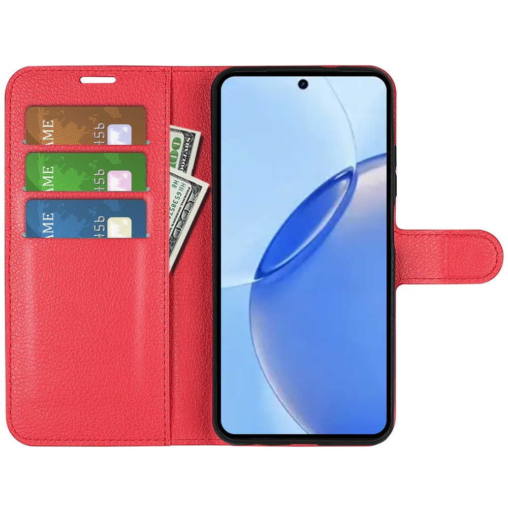 Litchi knížkové pouzdro na Realme 16 Pro 5G - červené