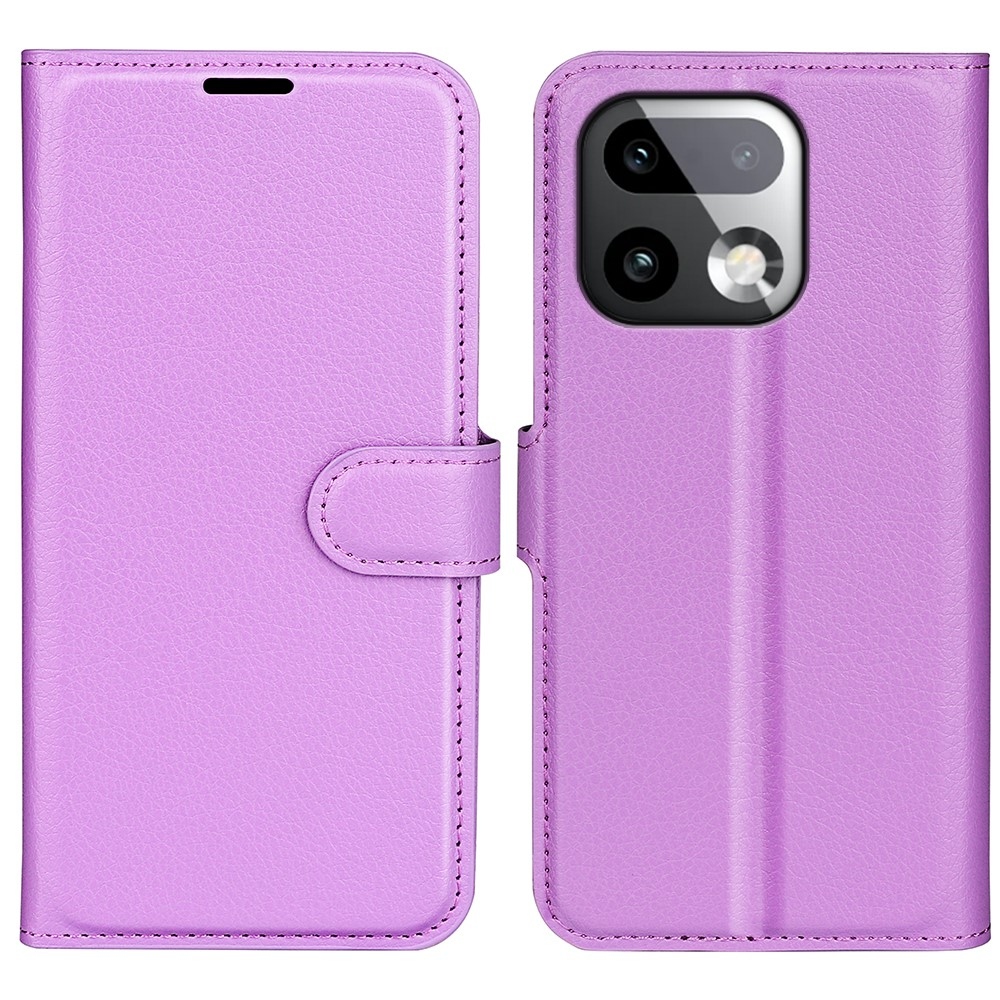 Litchi knížkové pouzdro na Realme 16 Pro+ 5G - fialové