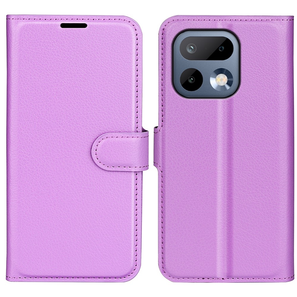 Litchi knížkové pouzdro na Realme 16 Pro 5G - fialové