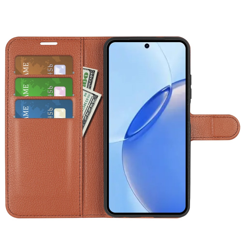 Litchi knížkové pouzdro na Realme 16 Pro 5G - hnědé