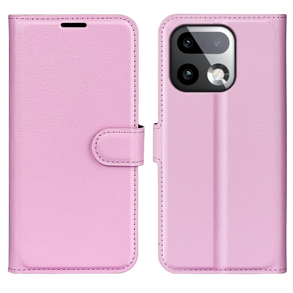 Litchi knížkové pouzdro na Realme 16 Pro+ 5G - růžové