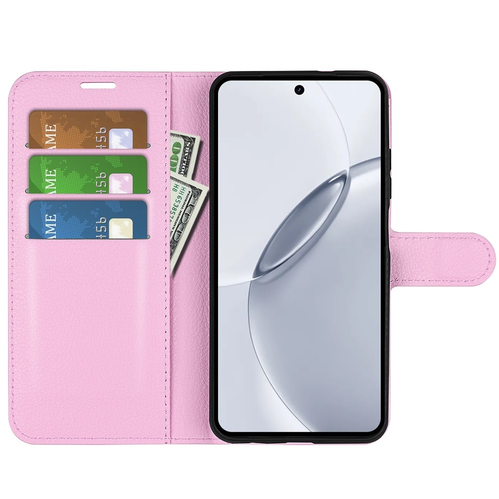 Litchi knížkové pouzdro na Realme 16 Pro+ 5G - růžové